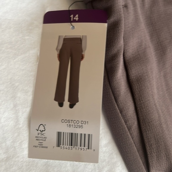 NWT DKNY Women's Taupe Pants sz 14 Elasticized Back wide leg - Picture 4 of 7